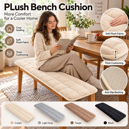 Winter plush long dining bench - plush,